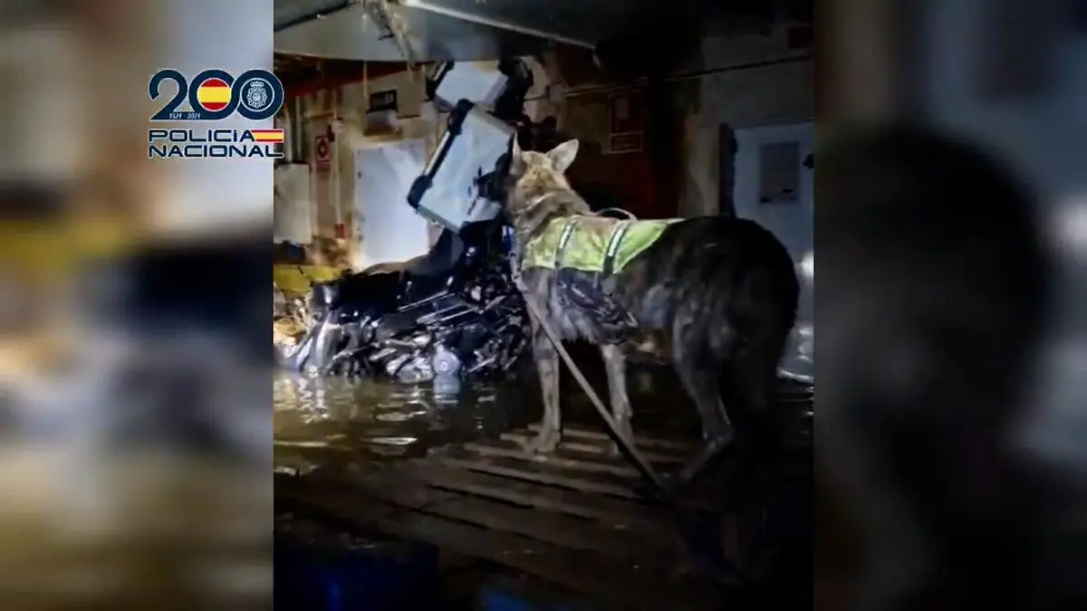 Niyum guía canino en una balsa improvisada