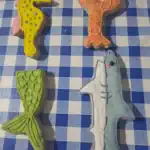 Galletas naturales con forma de caballito de mar, langosta, cola de sirena, tiburón