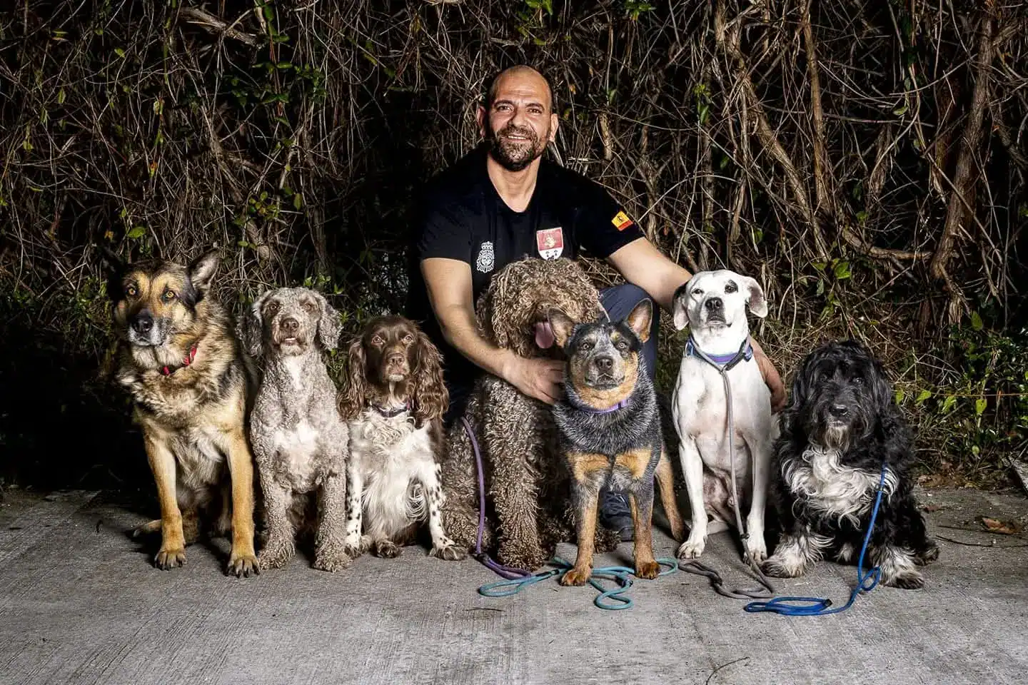 Pedro Yagüe y perros