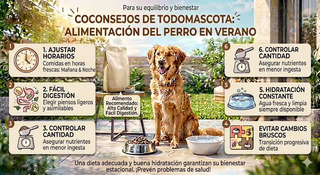 Cómo adaptar la alimentación del perro en verano