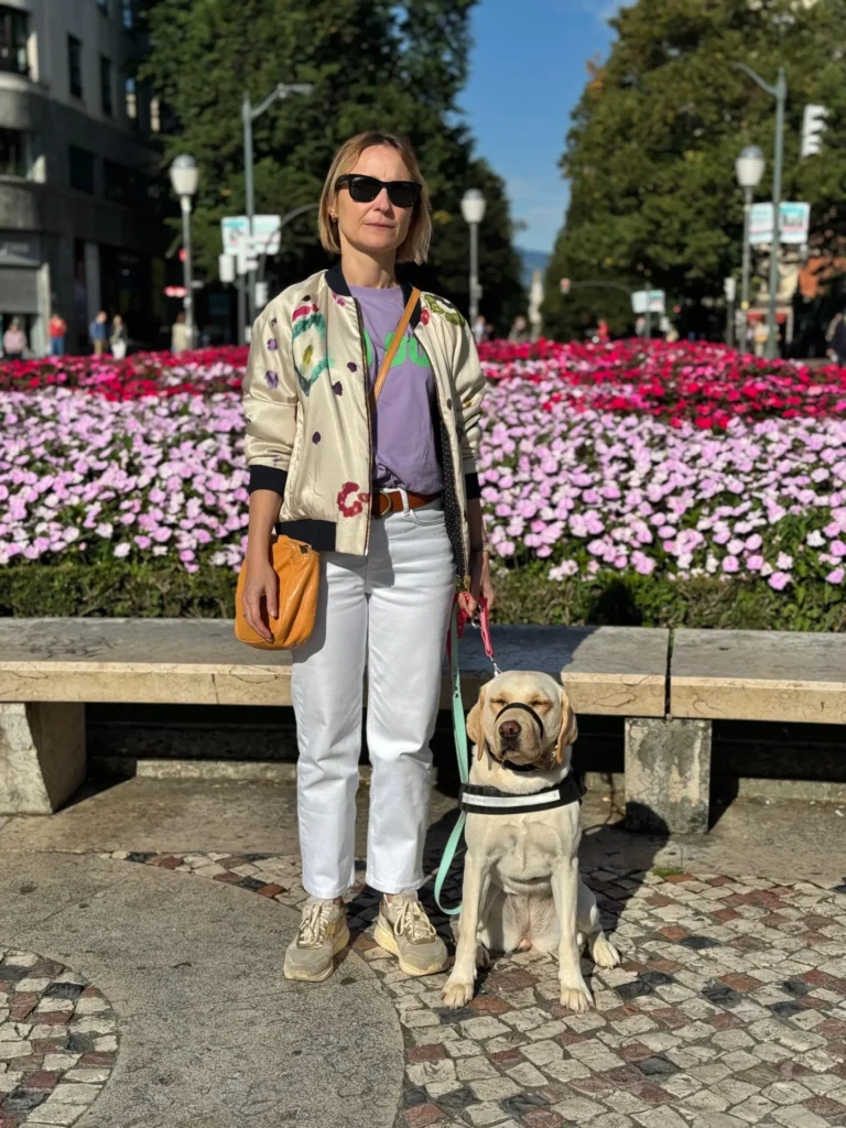 Alicia con su perra guía Thelma