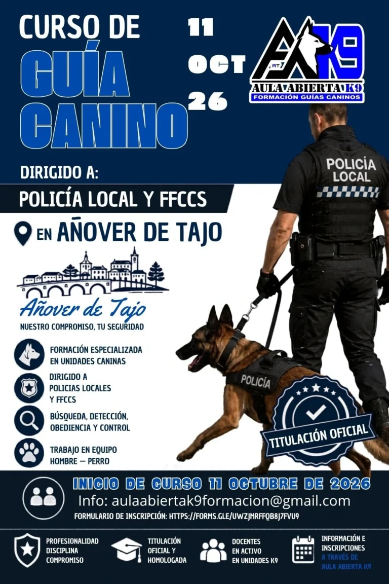 Curso de guía canino organizado por Aula abierta k9 Formación