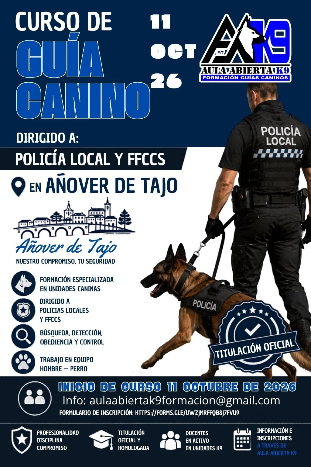 Aula Abierta K9 Formación organiza un curso de guía canino